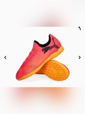 Puma Kids Pink and Orange Turf Soccer Shoes
